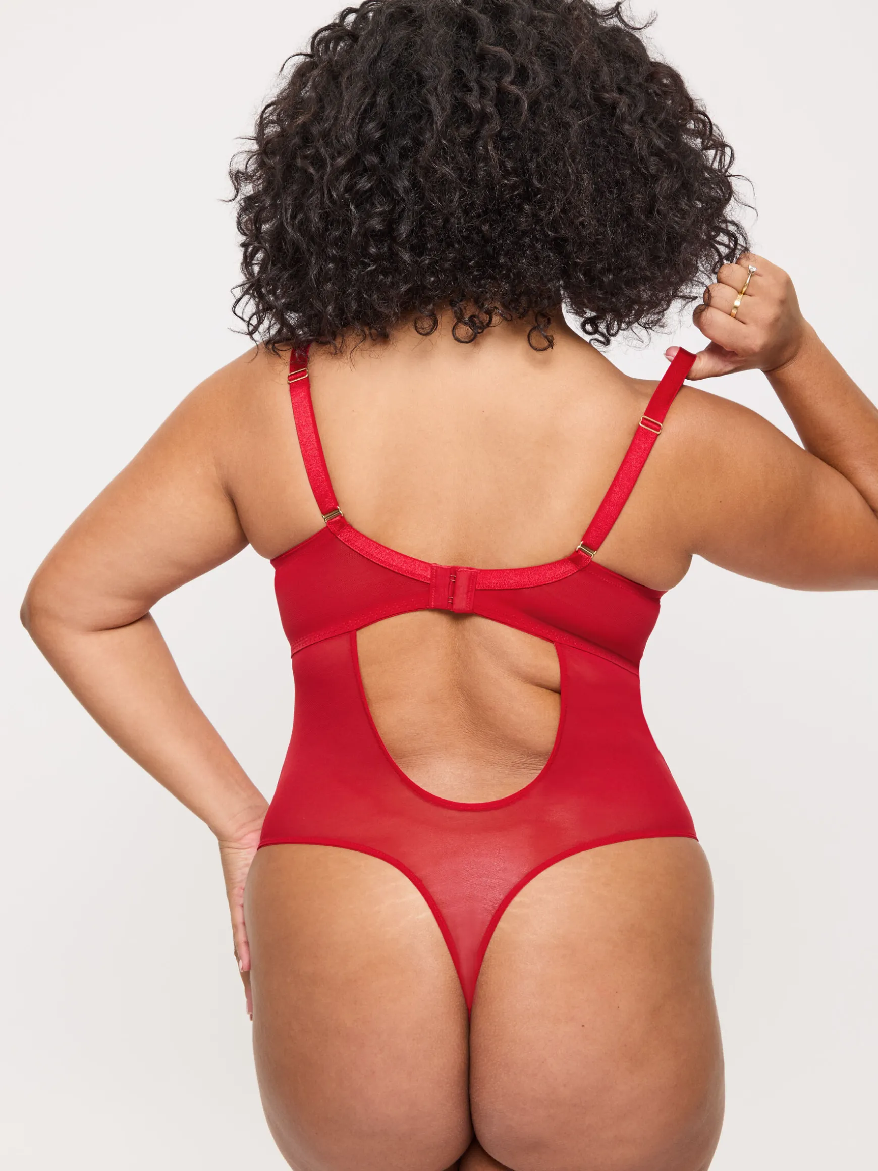 Sexy Lace Padded Plunge Lingerie Body - Red