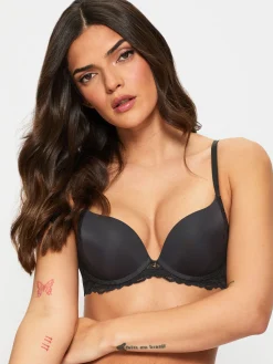 Sexy Lace Smoothing Plunge Bra - Black