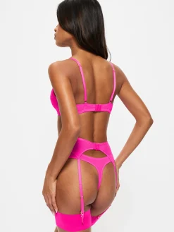 Sexy Lace Suspender Belt - Bright Pink