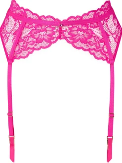 Sexy Lace Suspender Belt - Bright Pink