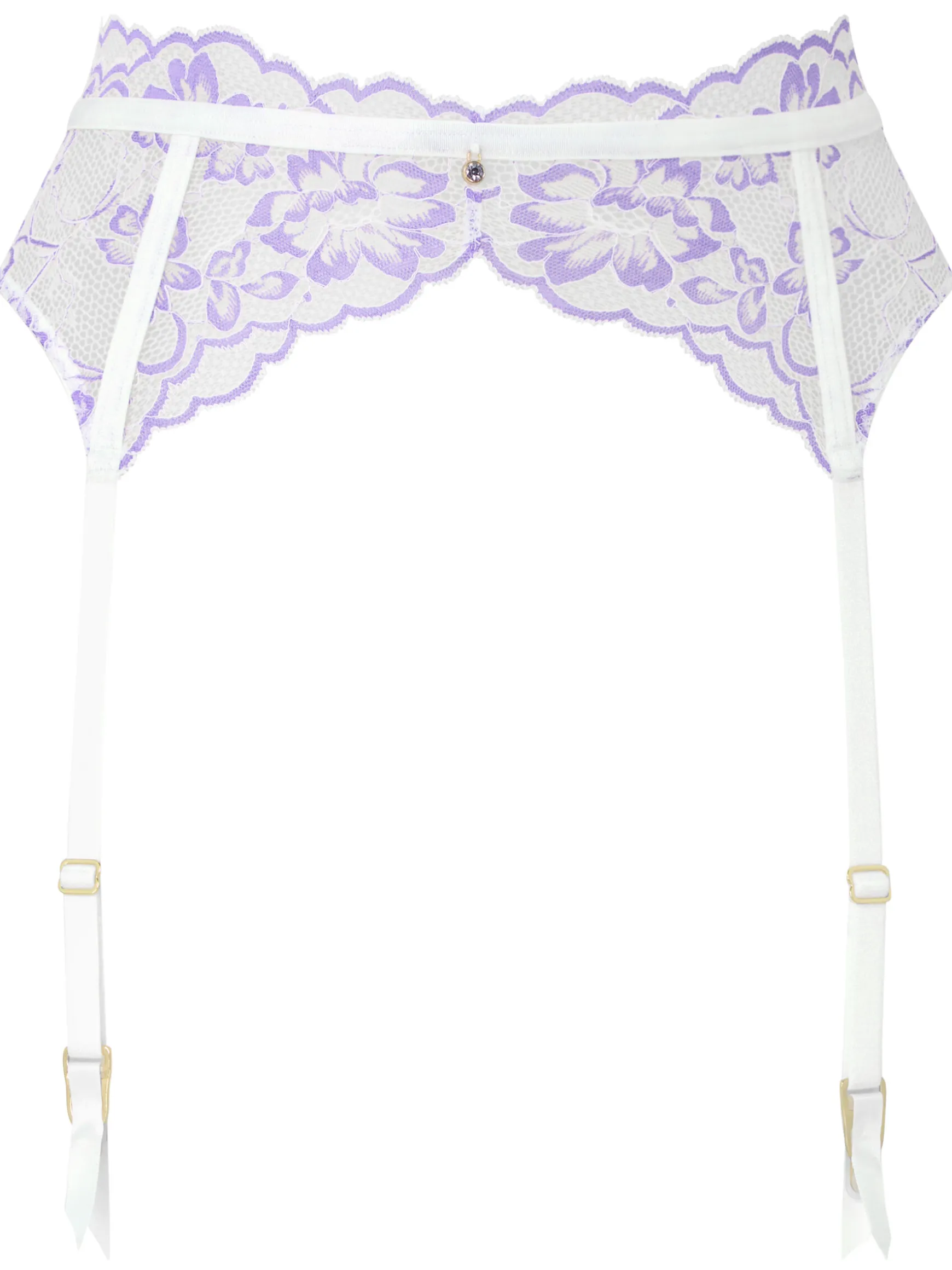 Sexy Lace Suspender Belt - White/Lilac