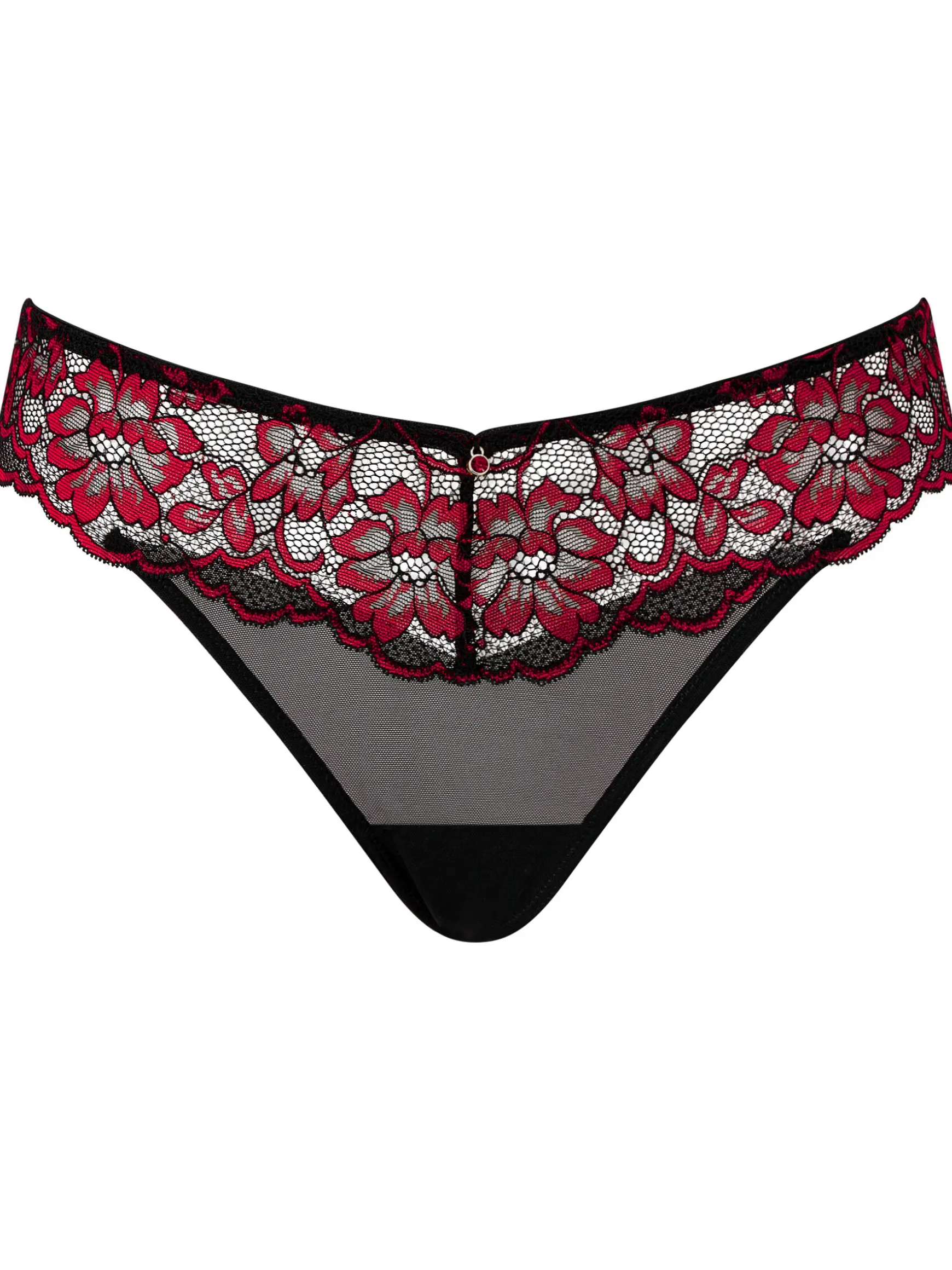 Sexy Lace Thong - Black/Red