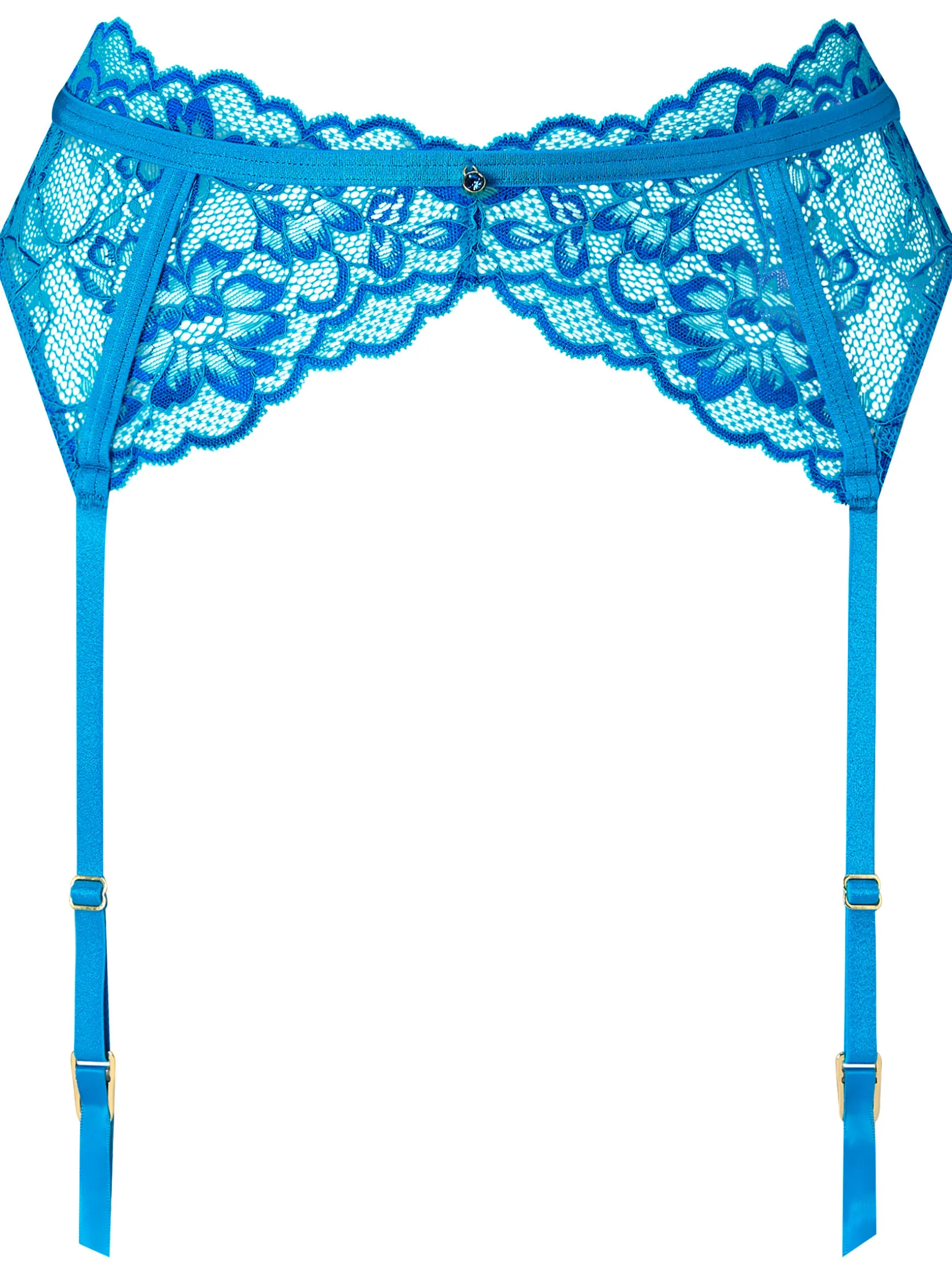 Sexy Lace Two Tone Suspender Belt - Turquoise