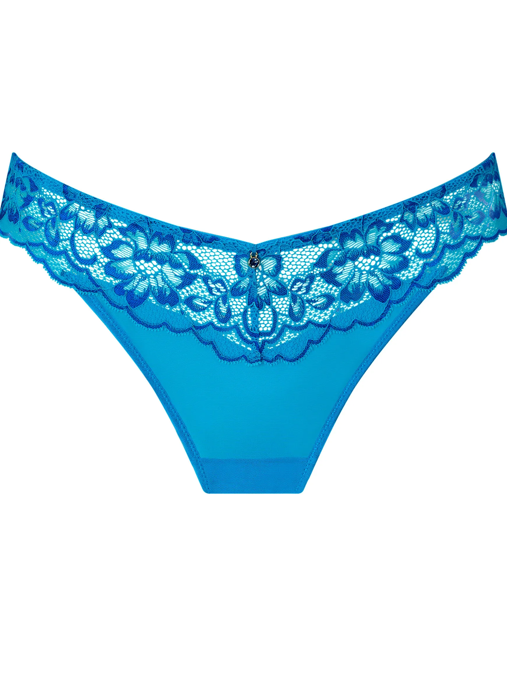 Sexy Lace Two Tone Thong - Turquoise