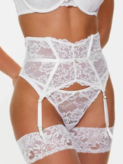 Sexy Lace Waspie Suspender - White