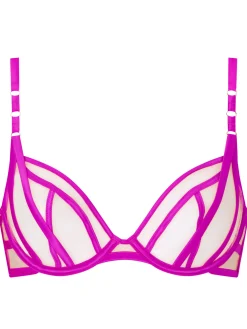 Sheer Desire Non-Padded Plunge Bra - Bright Purple