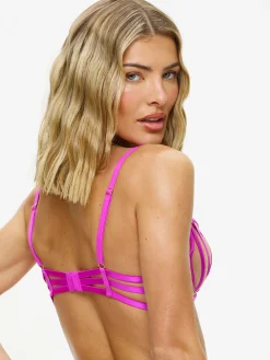 Sheer Desire Non-Padded Plunge Bra - Bright Purple