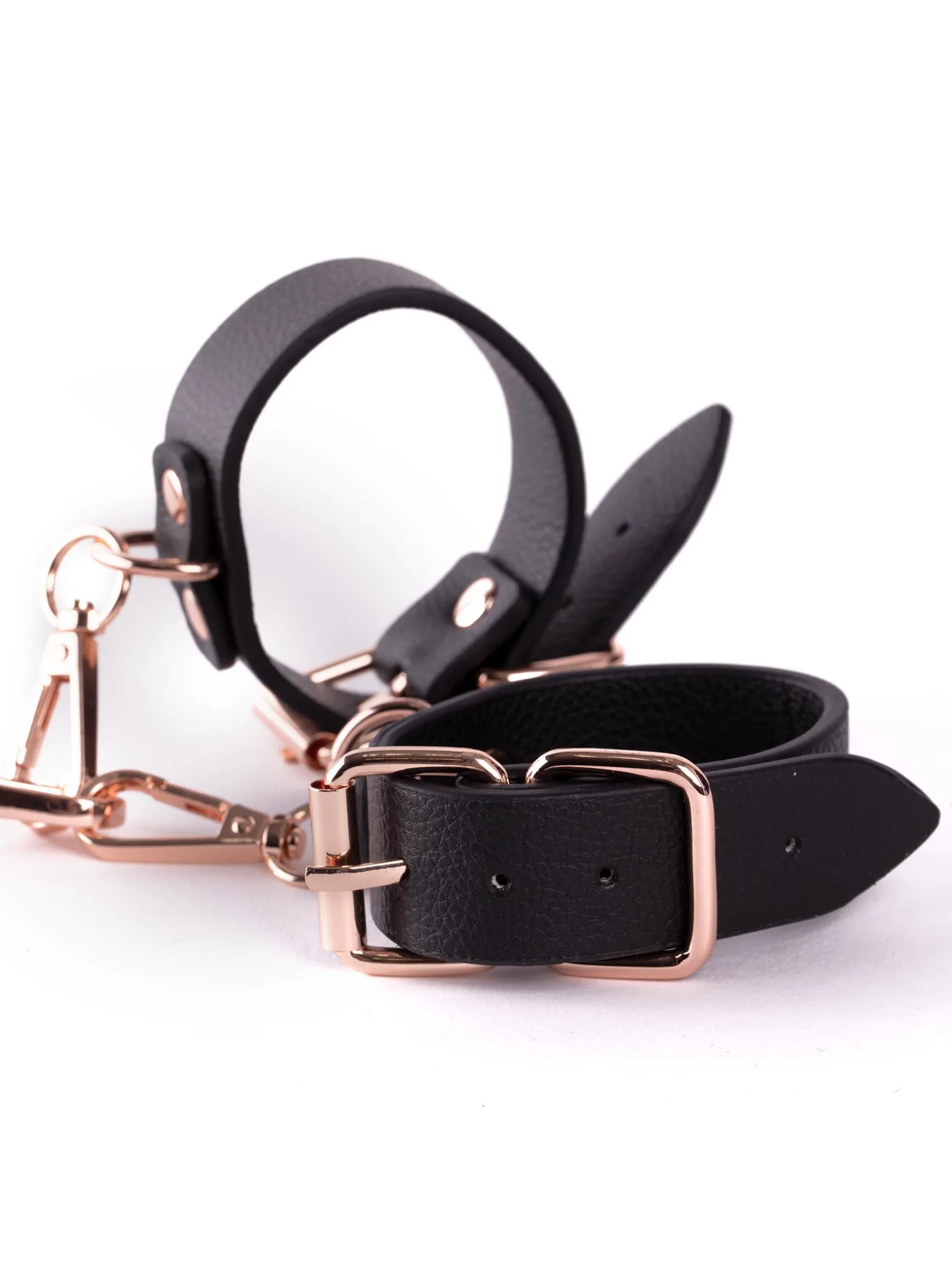 Signature Faux Leather Handcuffs with Lead