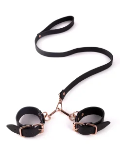 Signature Faux Leather Handcuffs with Lead