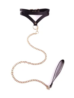 Signature Faux Leather Strappy Collar & Lead