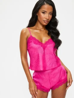Signature Satin Cami Set - Bright Pink