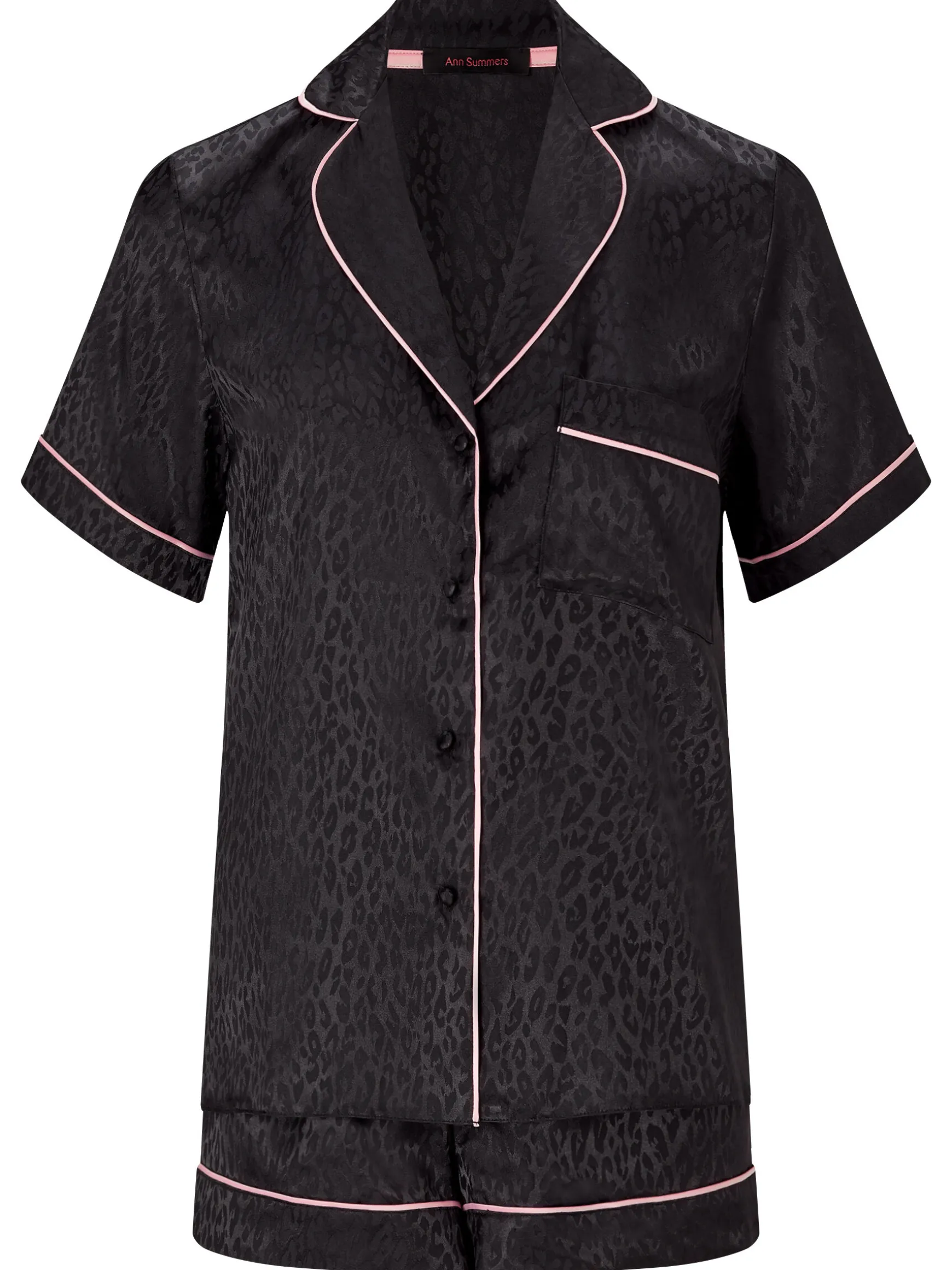 Signature Satin Pyjama Shirt & Shorts Set - Black