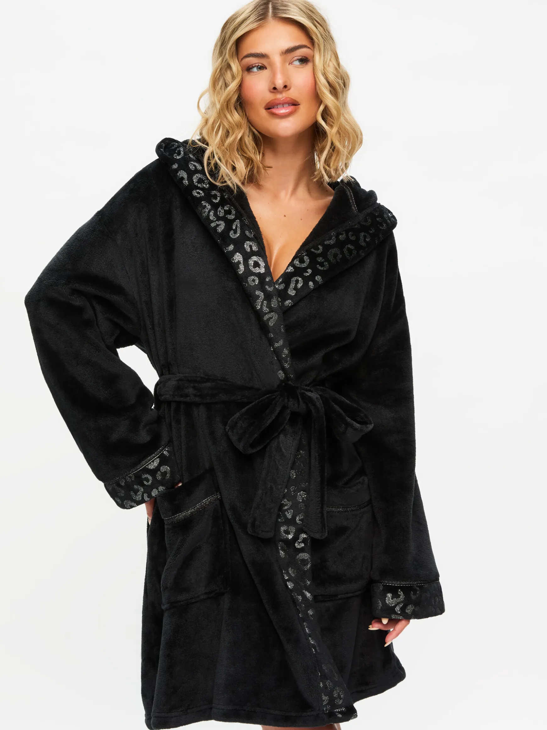 Signature Sparkle Fluffy Robe - Black