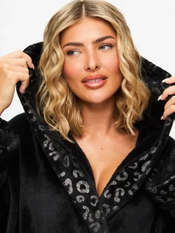 Signature Sparkle Fluffy Robe - Black