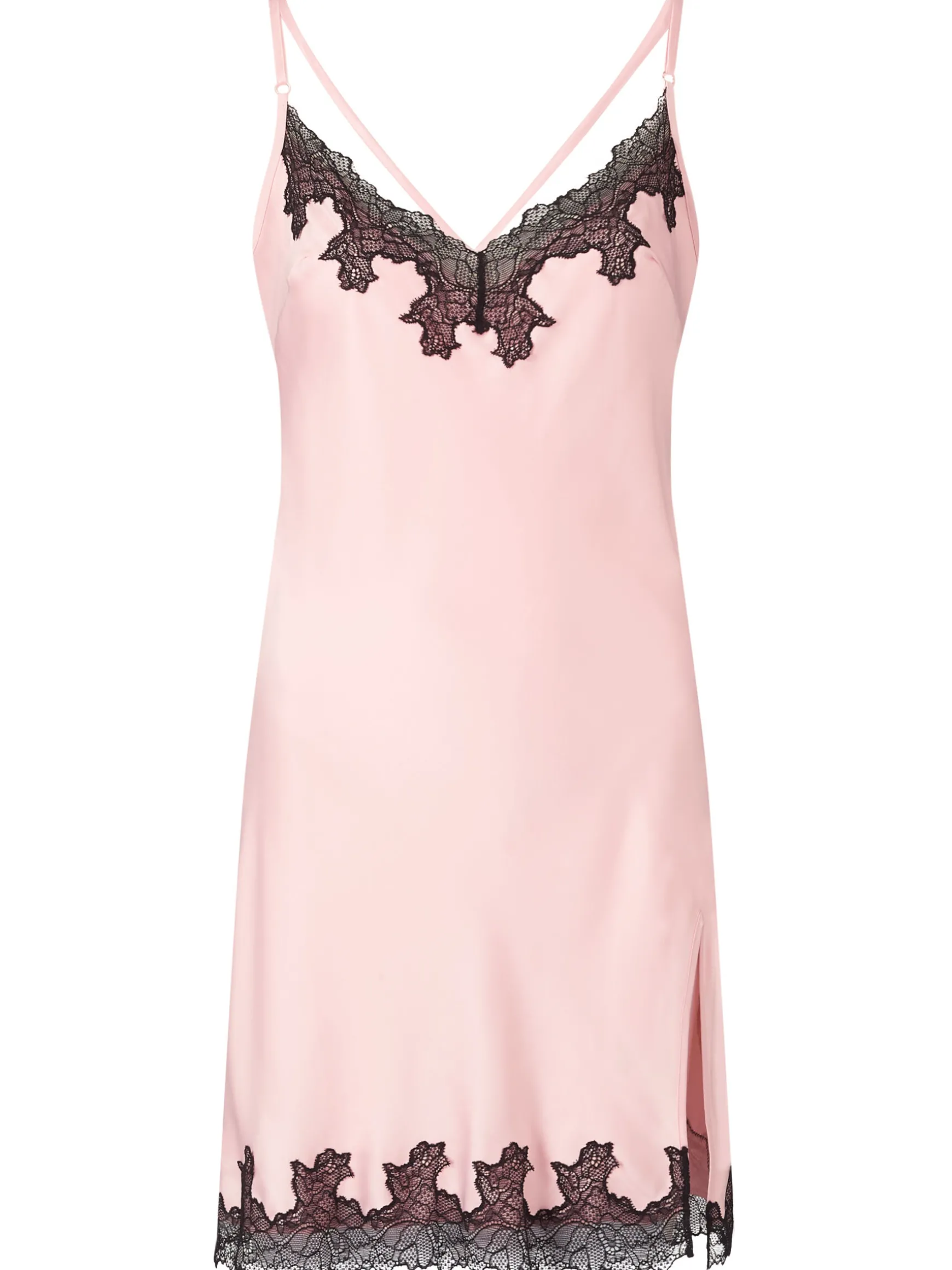 Sorella Satin Lace Trim Chemise Lingerie - Pale Pink