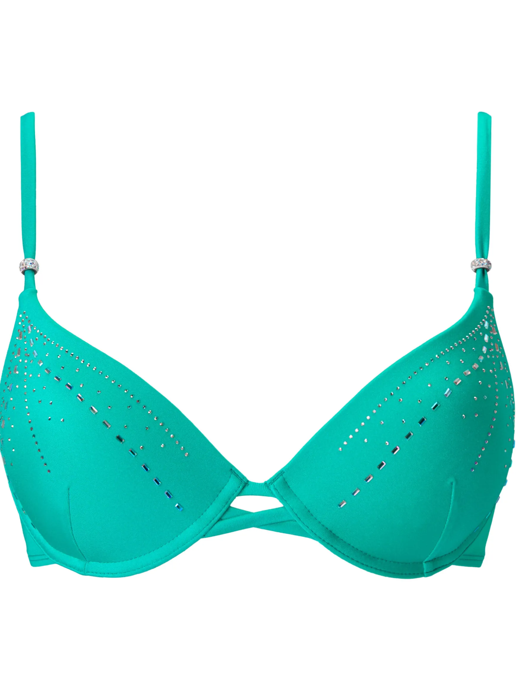 Summer Siren Underwired Padded Plunge Bikini Top - Teal