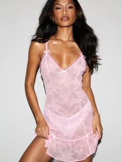 Sweet Dreams Lace Chemise Lingerie - Pale Pink