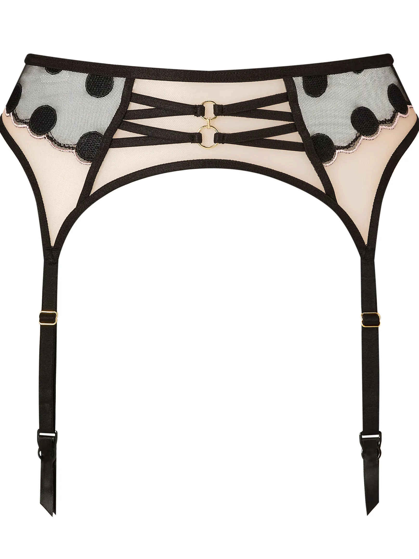 Sweetest Spot Embroidered Waspie Suspender - Black