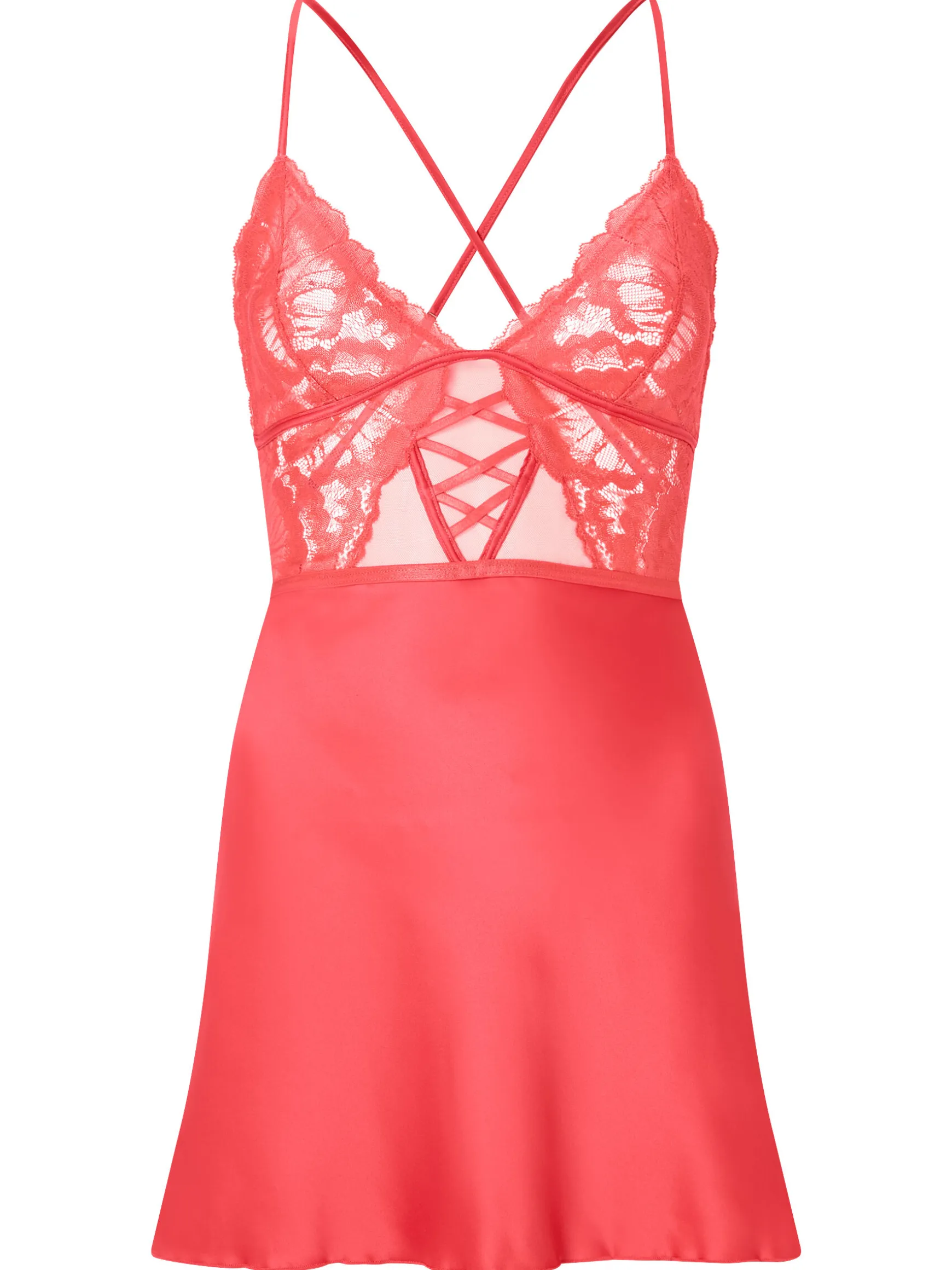 Sweet Surrender Satin Chemise Lingerie - Orange