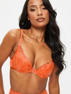 Tangerine Dream Padded Plunge Bra - Bright Orange