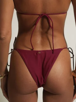 Tie Side Bikini Bottom - Burgundy