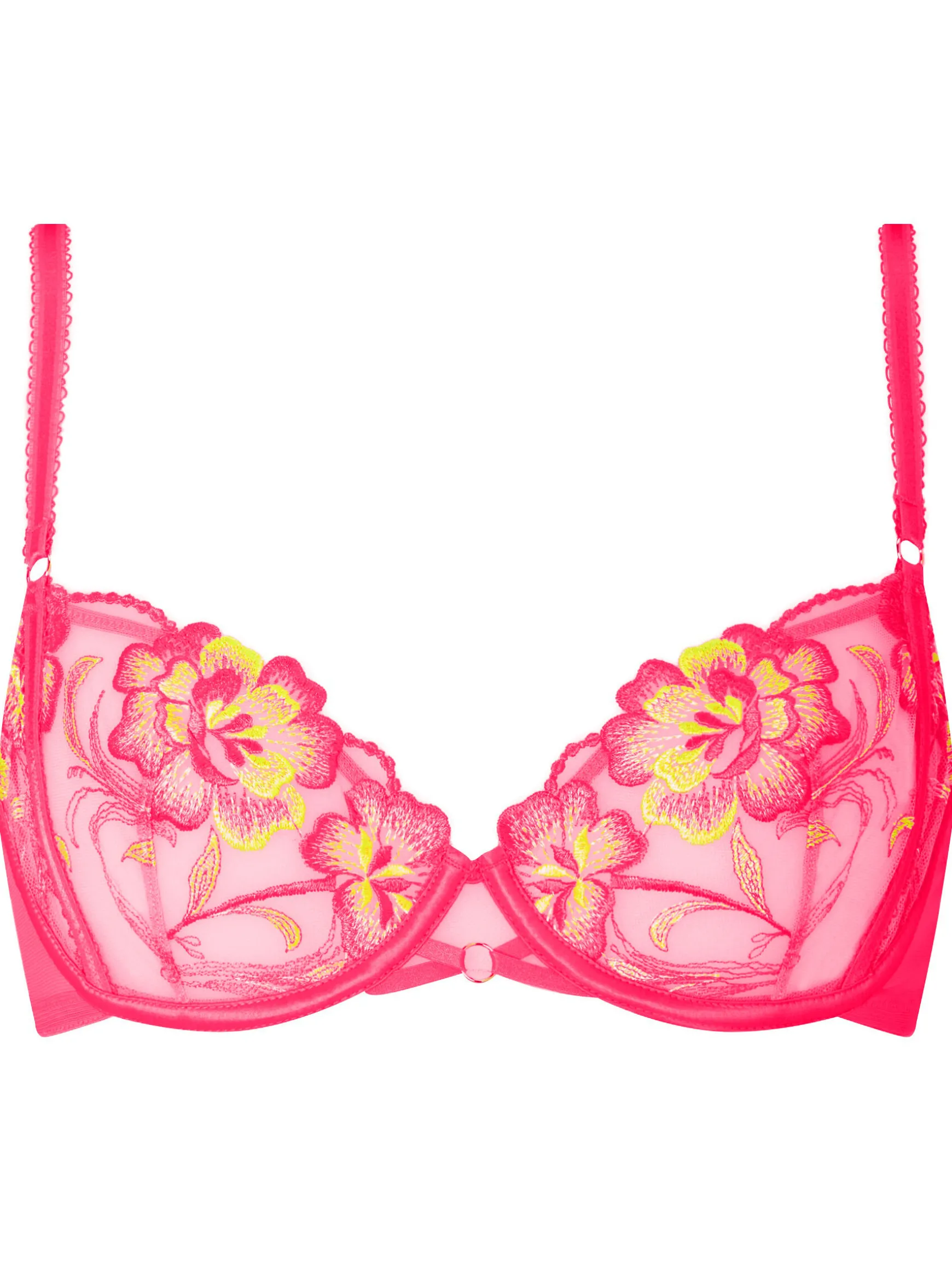 Tropical Oasis Non Padded Plunge Bra - Bright Pink