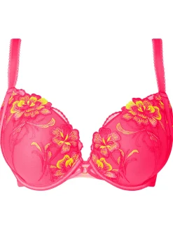 Tropical Oasis Padded Plunge Bra - Bright Pink