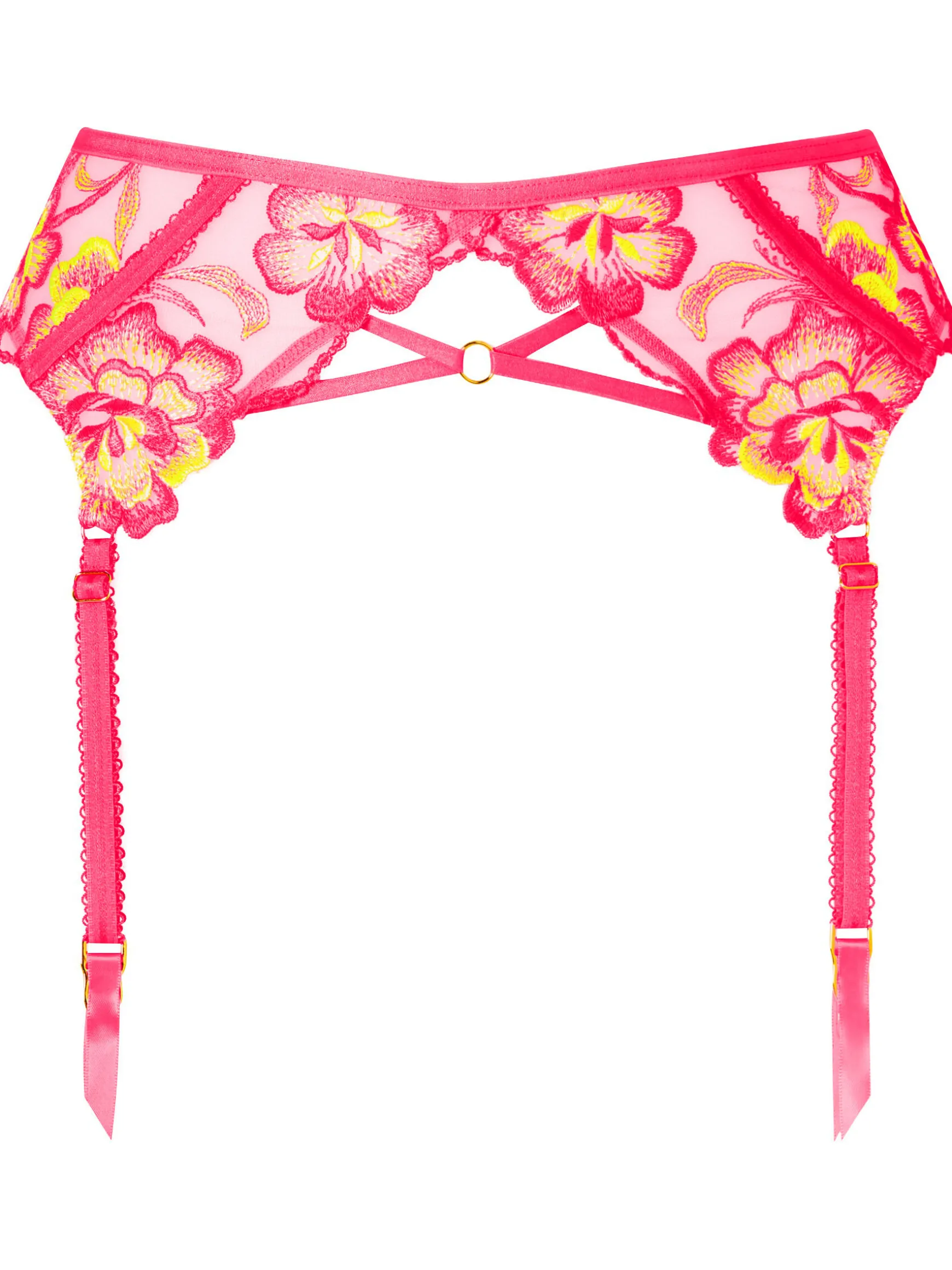 Tropical Oasis Suspender Belt - Bright Pink
