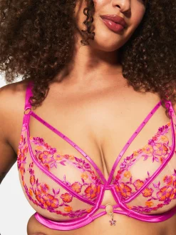 Tropical Tease Non Padded Fuller Bust Plunge Bra - Bright Pink