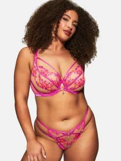 Tropical Tease Non Padded Fuller Bust Plunge Bra - Bright Pink
