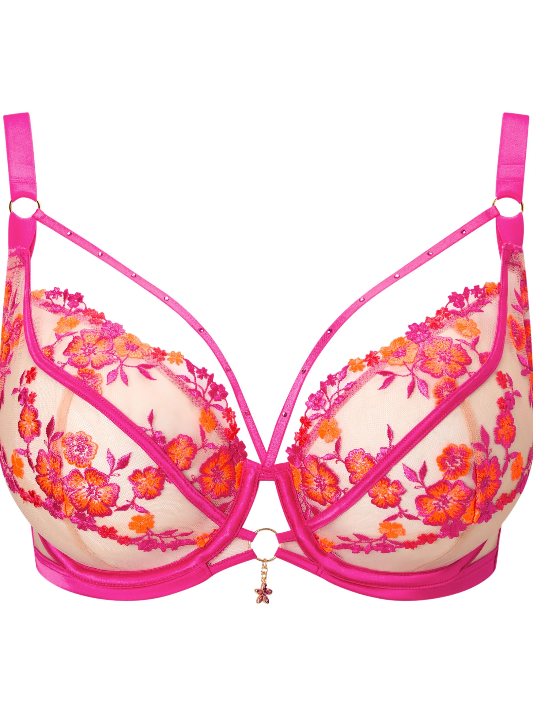 Tropical Tease Non Padded Fuller Bust Plunge Bra - Bright Pink