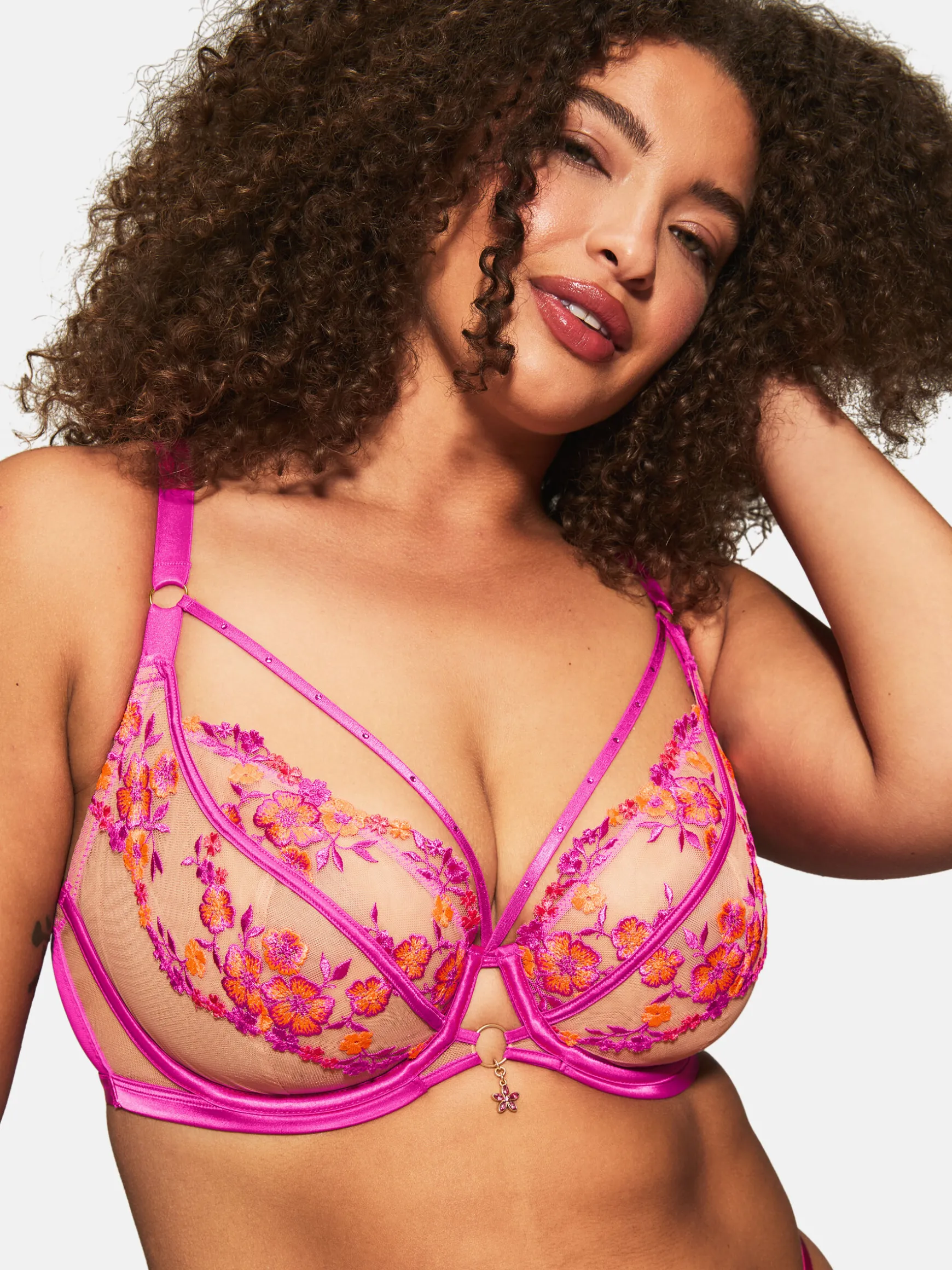 Tropical Tease Non Padded Fuller Bust Plunge Bra - Bright Pink