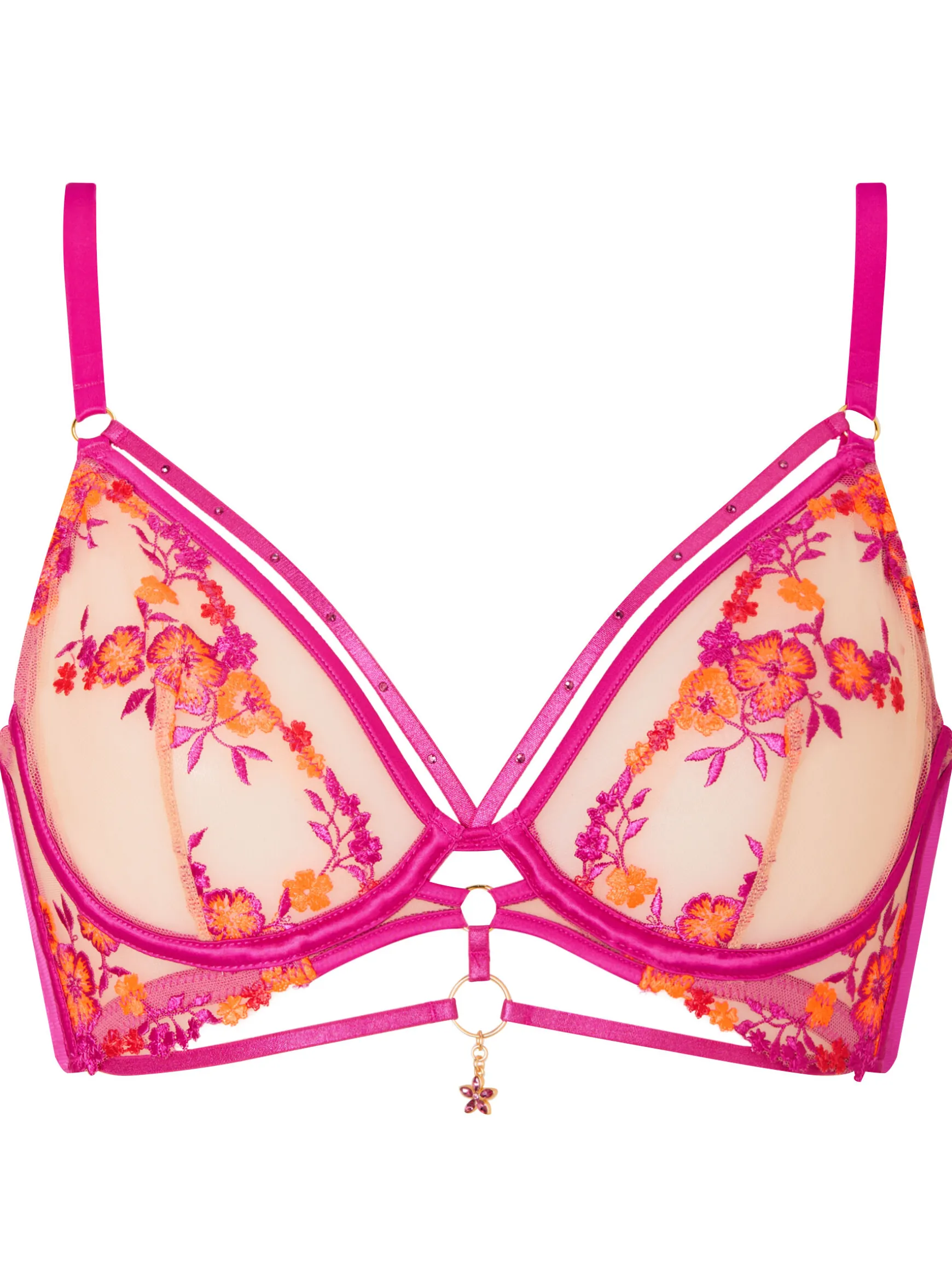 Tropical Tease Non Padded Plunge Bra - Bright Pink
