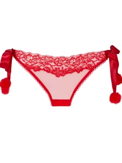 Undress Me Lace Tie Side Brazilian Knickers - Red