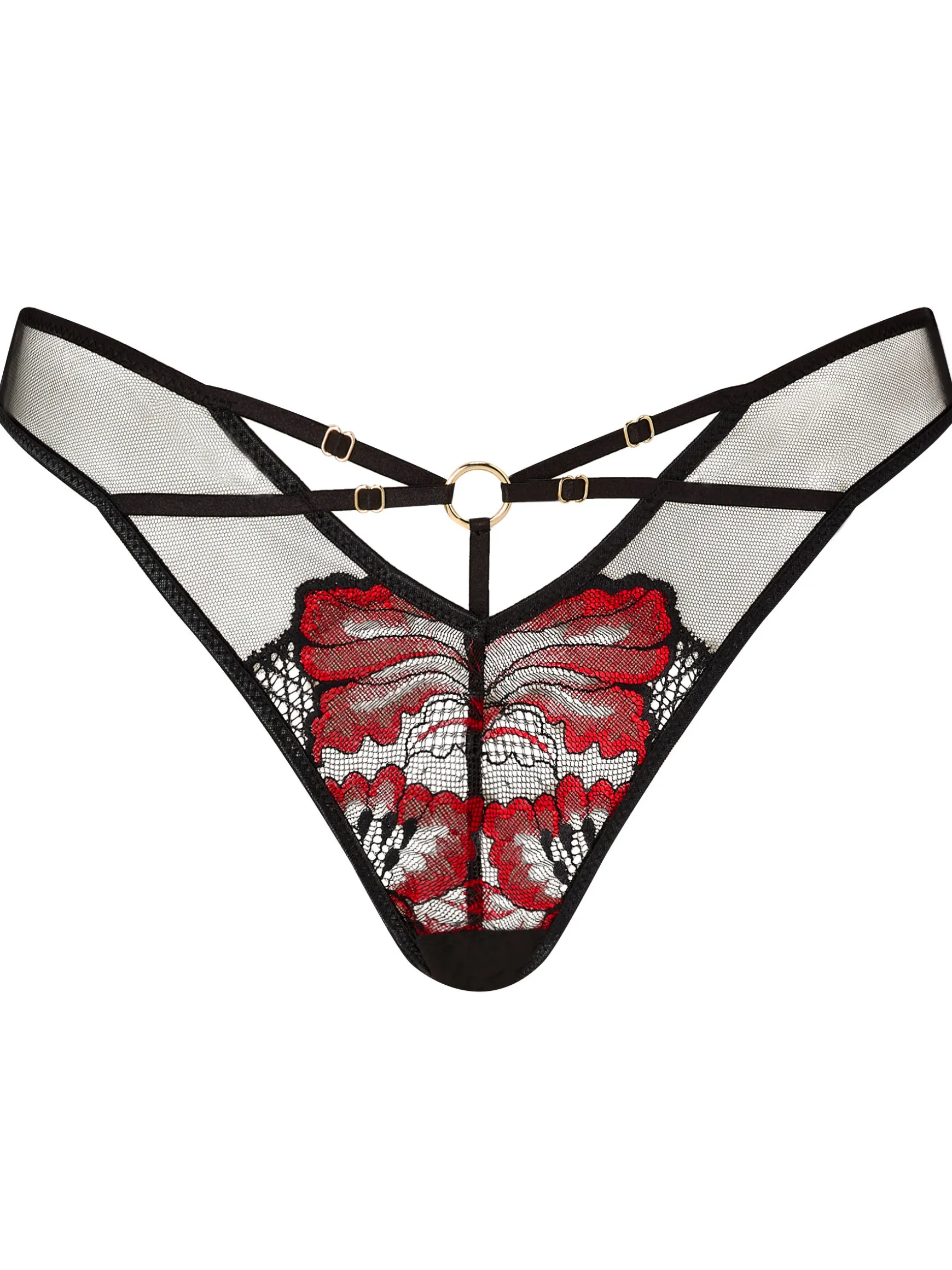 Untamed Seduction Lace Brazilian Knickers - Black/Red