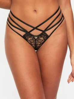 Untold Desire Foiled Lace Brazilian Knickers - Black