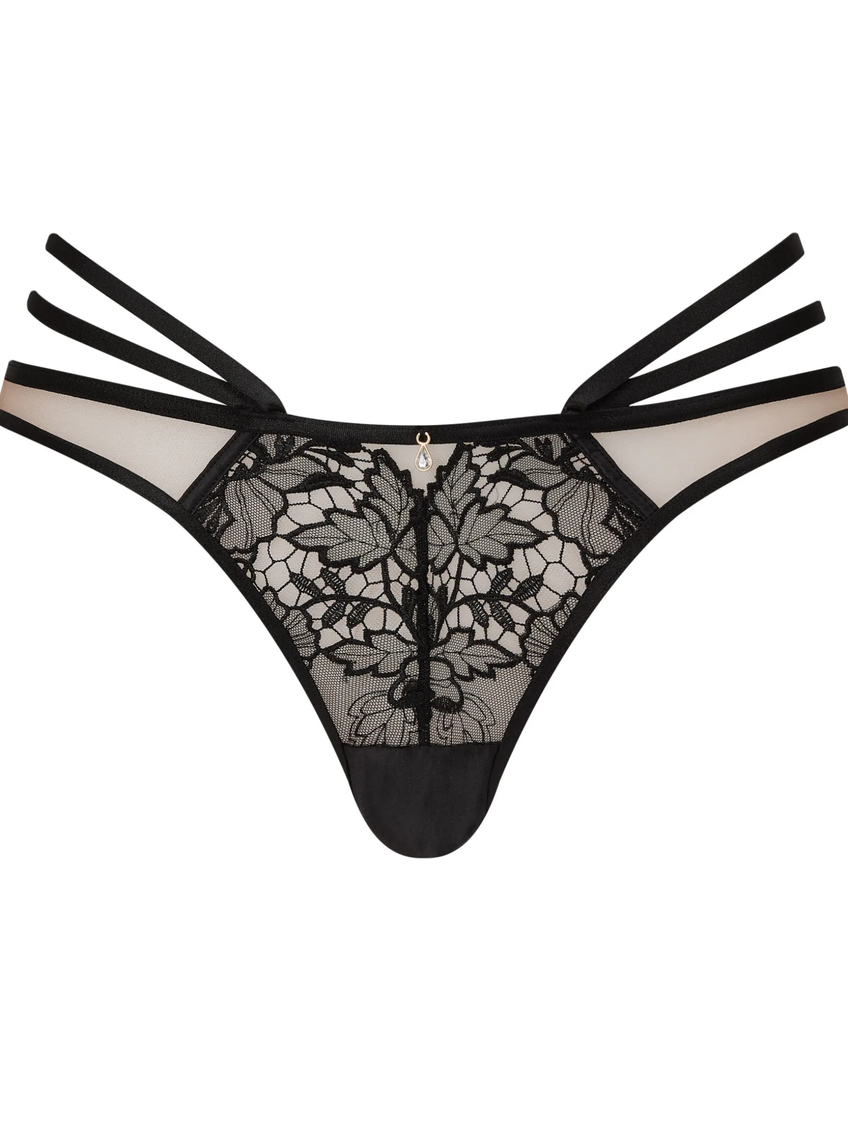 Untold Desire Foiled Lace Brazilian Knickers - Black