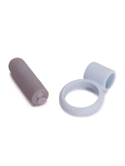 Vibrating Silicone Cock Ring with Removable Bullet