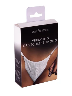 White Lace Crotchless Thong with Removable Vibrating Bullet