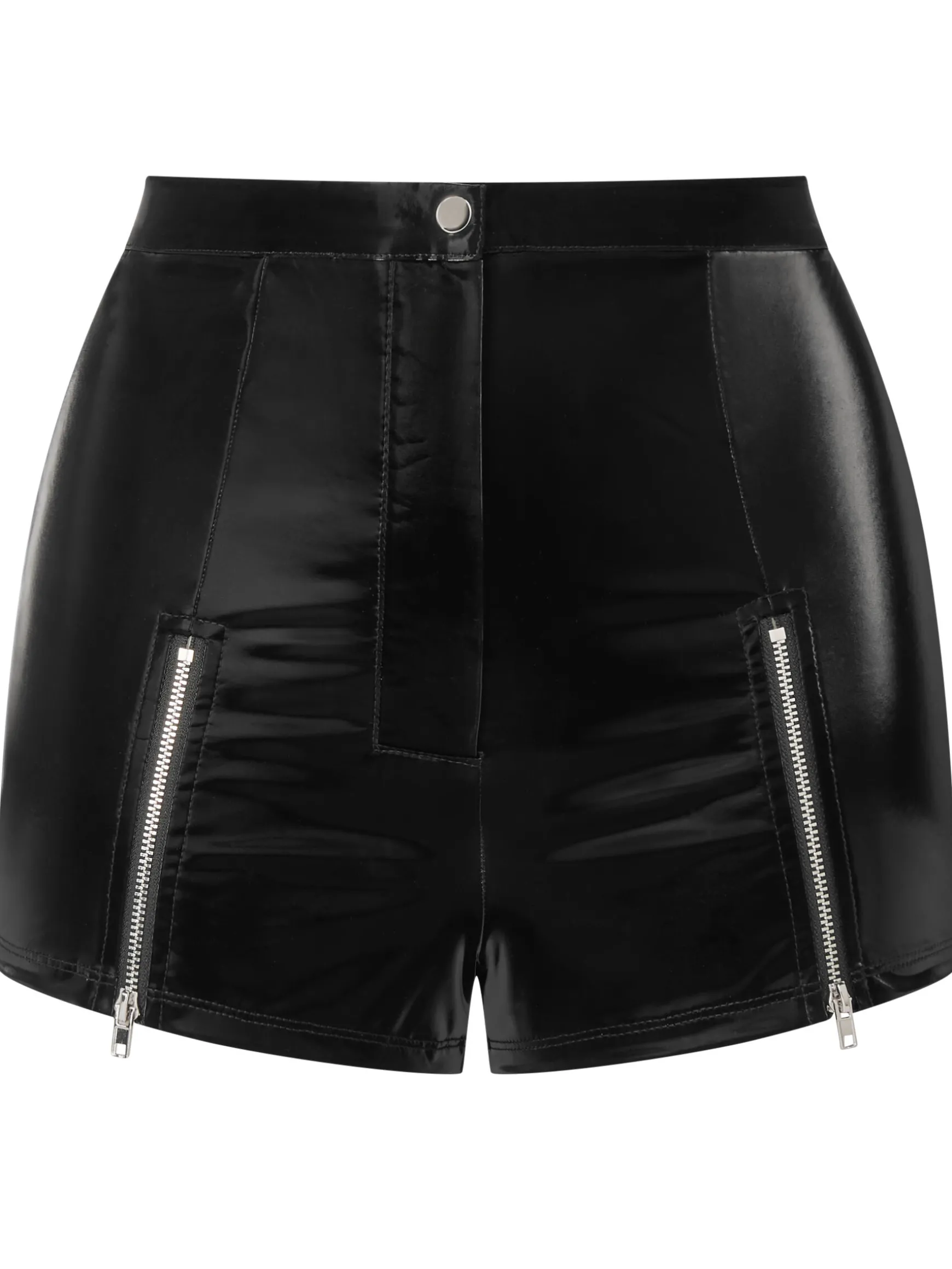 Wild Allure PU Short with Zip Detail - Black