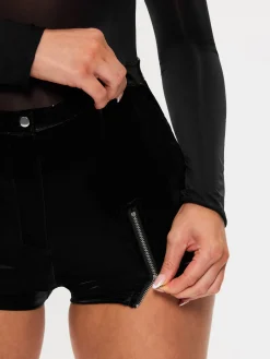 Wild Allure PU Short with Zip Detail - Black