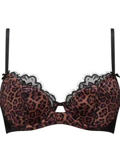 Wild Romance Animal Print Satin Padded Balcony Bra - Multi