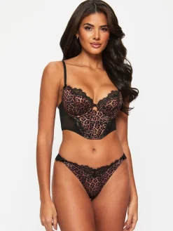 Wild Romance Animal Print Satin Lace Brazilian Knickers - Multi