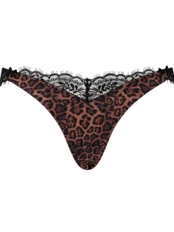 Wild Romance Animal Print Satin Lace Brazilian Knickers - Multi