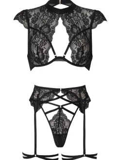 Zayna Crotchless Set - Black