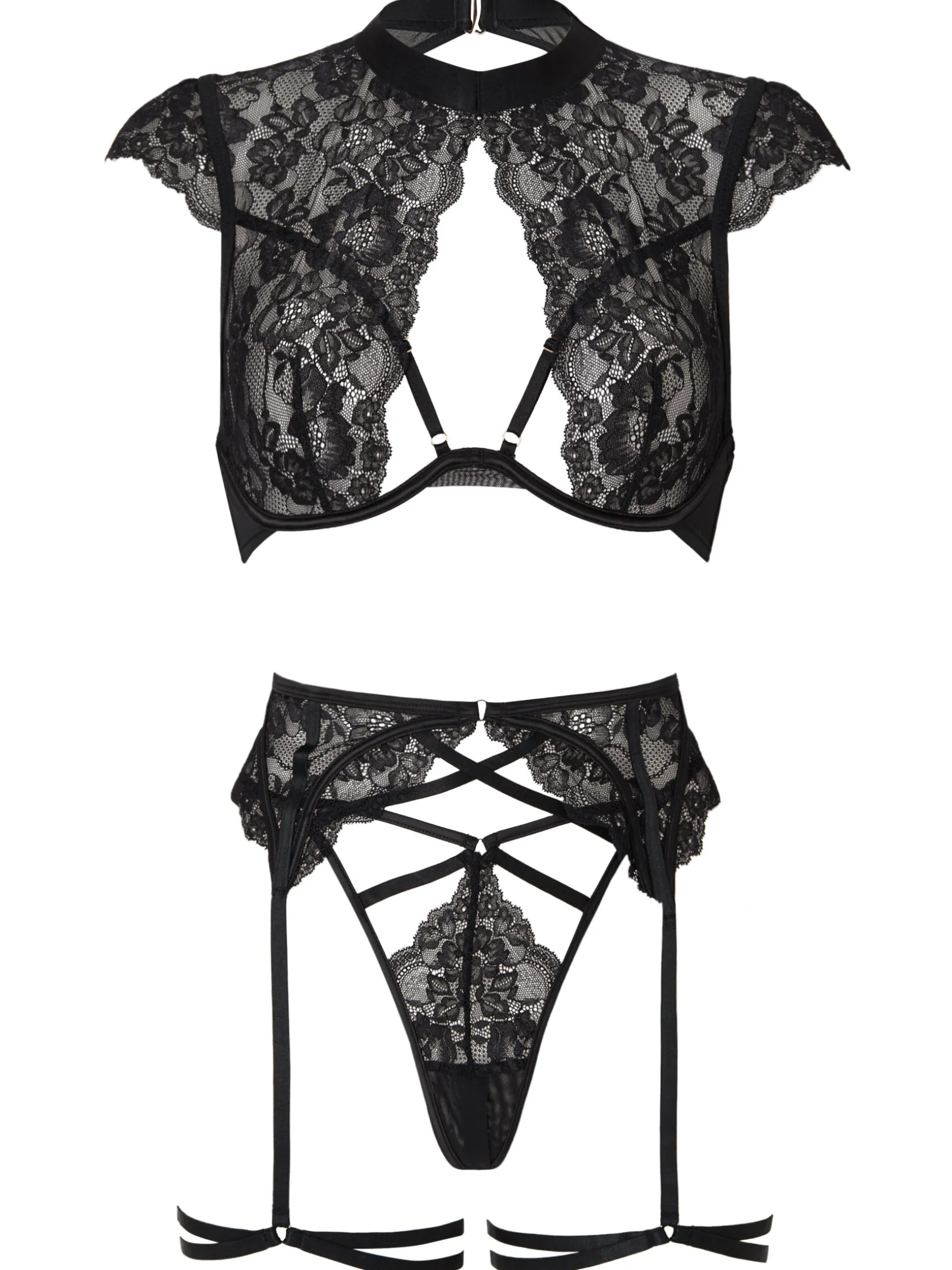 Zayna Crotchless Set - Black